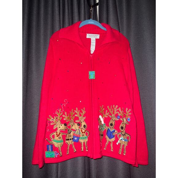 Ugly Christmas Sweater Cardigan Xmas Size Large - Picture 1 of 3